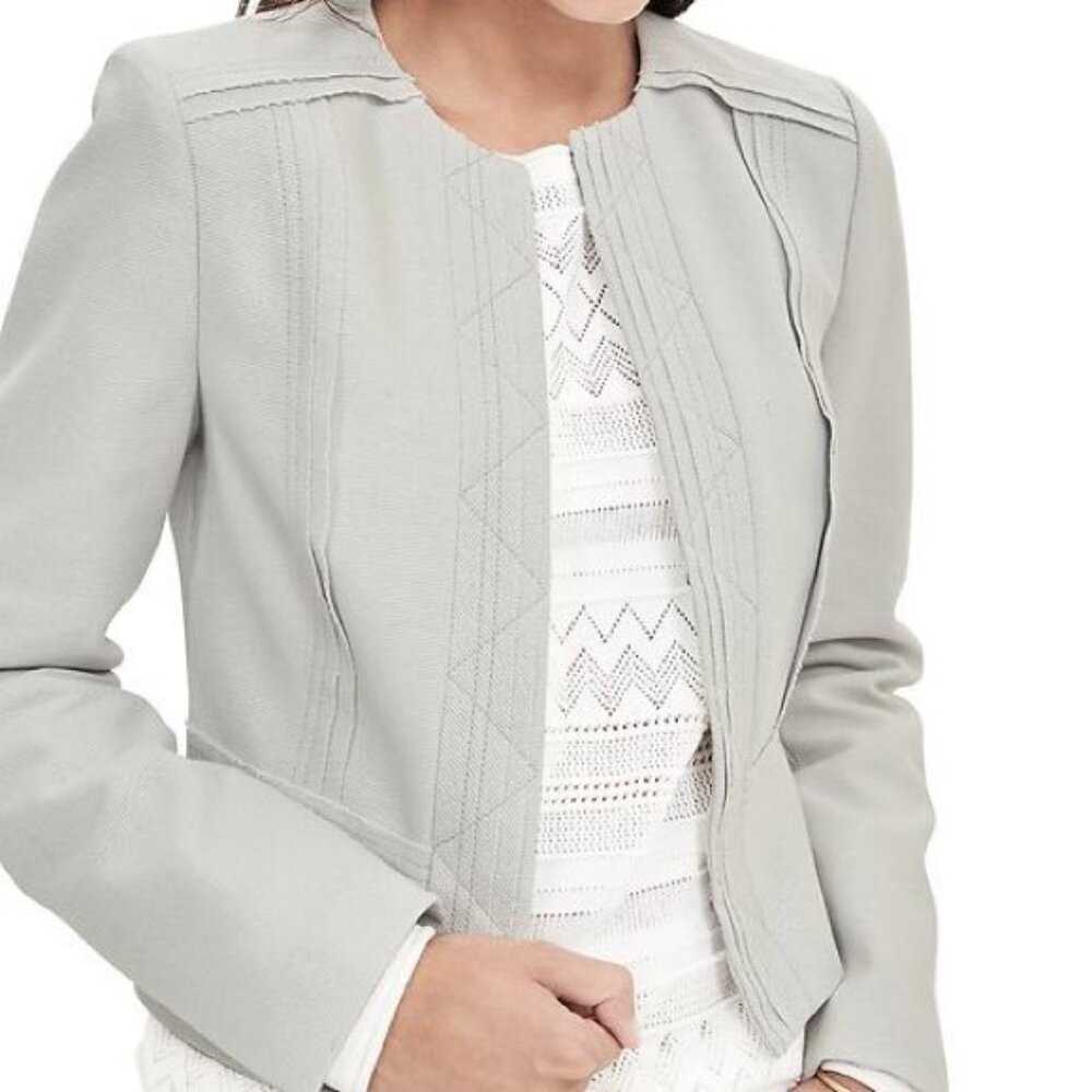 Banana Republic Raw-Edge Peplum Jacket Silver White Women's Size 10‎